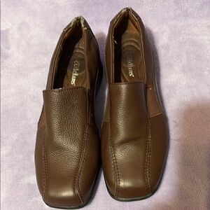 Brown Leather Slip-On Loafers with Square Toe